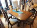 Oak Dining Table, 6 Chairs, China Cabinet/Hutch and Server